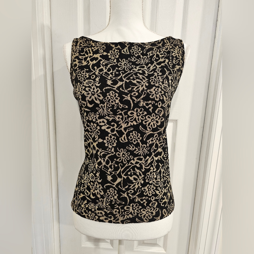 Anne Taylor Black and Gold Floral Top (L)